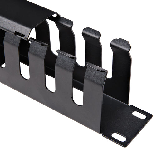 StarTech.com Horizontal 1U Server Rack Cable Management Finger Duct w/ Cover - 19" Network Rack Wire Duct Raceway Panel - Slotted Wire Duct