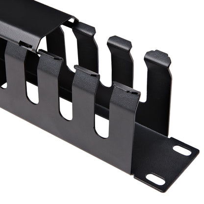 StarTech.com Horizontal 1U Server Rack Cable Management Finger Duct w/ Cover - 19" Network Rack Wire Duct Raceway Panel - Slotted Wire Duct