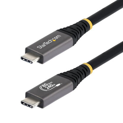 StarTech.com 5ft (1.5m) USB4 Cable, 80Gbps, USB-IF Certified USB-C Cable, 240W PD, 8K 120Hz/4K 240Hz DP2.1 DP80, TPE Jacket, Thunderbolt 4 Compatible - Black USB-C Cord