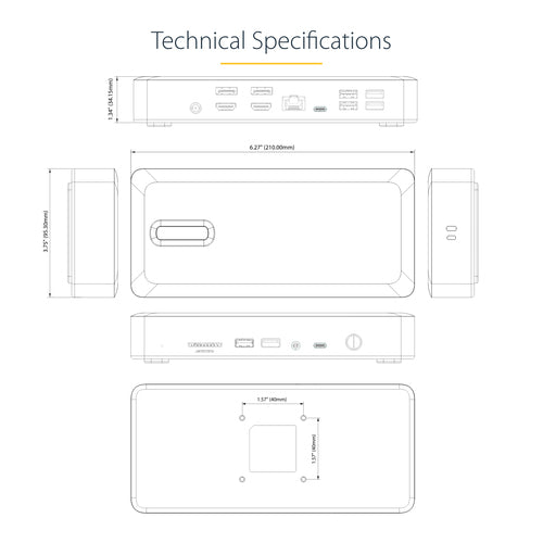 StarTech.com Universal USB4 & Thunderbolt 4 Docking Station, Quad Display on Windows, Dual Display on MacBook, HDMI DP Dock with 98W Laptop Charging