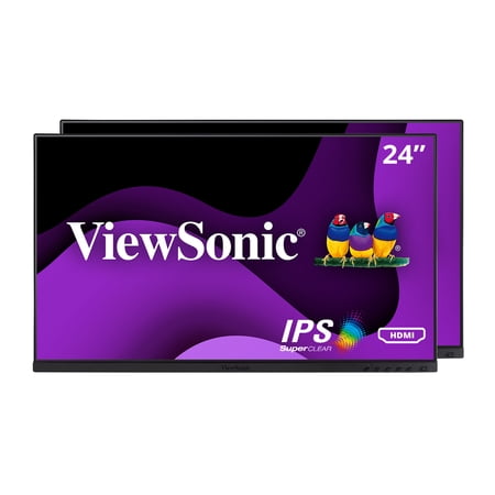 ViewSonic VG2448A-2_H2 24 Inch Dual Pack Head-Only 1080p IPS Monitor with Ultra-Thin Bezels  HDMI  DisplayPort  USB  and VGA for Home and Office
