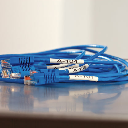 DYMO Rhino Industrial Heat-Shrink Cable Label Tubes | 12mm x 1.5m | Black Print on White | for Rhino Label Makers