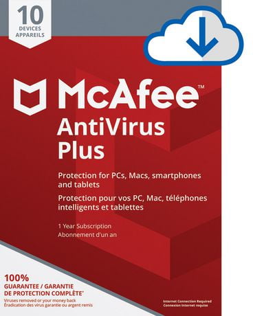 McAfee AntiVirus Plus, 10 Devices 1 Year, PC/Mac Download