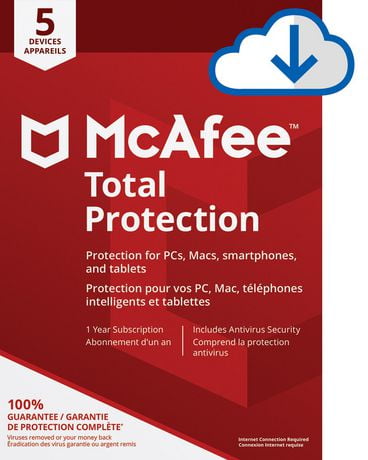 McAfee® Total Protection  5 Device (Windows®/Mac®/Android/iOS)  1 Year – Digital Download