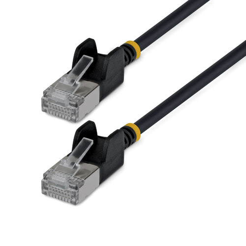 StarTech.com 6in Black Ultra Slim Cat6A Ethernet Cable, Snagless, FTP, Pure Bare Copper Wire, 34AWG Slim RJ45 Network Patch Cord, Individually Tested