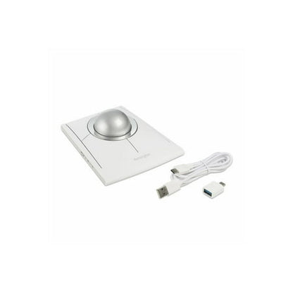 Kensington SlimBlade Pro EQ Trackball - Optical - Cable/Wireless - Bluetooth/Radio Frequency - 2.40 GHz - Rechargeable - White - USB Type C - 8 Programmable Button(s) - Symmetrical - 4 Month Batter...