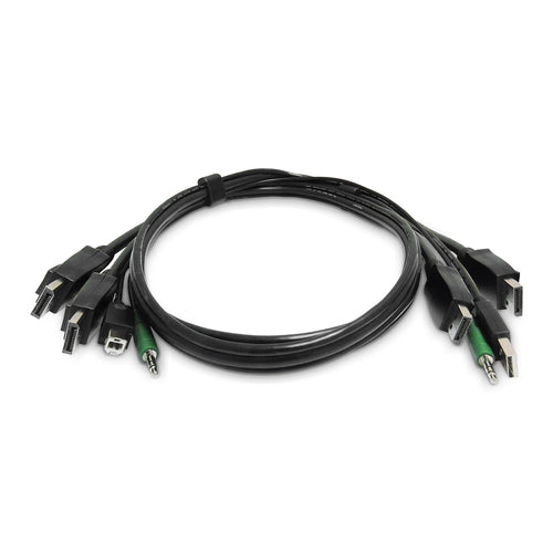 StarTech.com 6ft (1.8m) Dual-DisplayPort KVM Cable, USB 2.0, 3.5mm Audio, Universally Compatible Combo Cable for KVM Switches, TAA Compliant