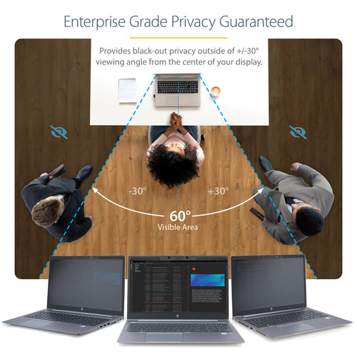 StarTech.com Laptop Privacy Screen for 15.6" Notebook - Magnetic Removable Laptop Display Security Filter - Blue Light Reducing Screen Protector - 16:9 - Matte/Glossy - +/-30 Degree
