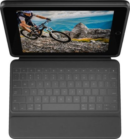 Logitech - Rugged Folio Keyboard Folio for Apple iPad (7th, 8th & 9th Gen) with Durable Spill-Proof Design - Graphite