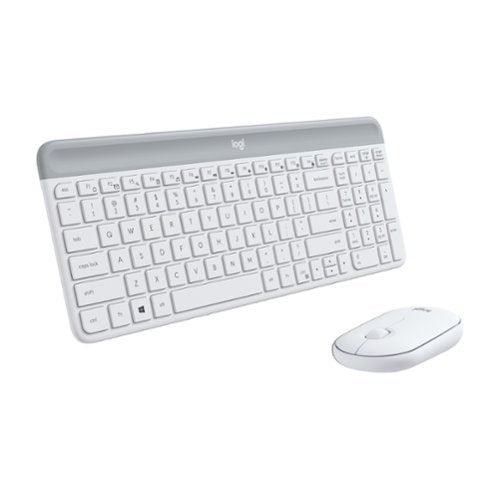 Logitech MK470 Slim Wireless Keyboard and Mouse Combo - Modern Compact Layout  Ultra Quiet  2.4 GHz USB Receiver  Off White
