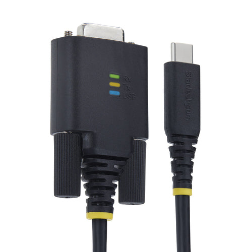 StarTech.com 6.6ft (2m) USB-C to Serial Adapter Cable, COM Retention, FTDI Chipset, Type-C to Male DB9 RS232, Status LEDs, Interchangeable DB9 Screws and Nuts