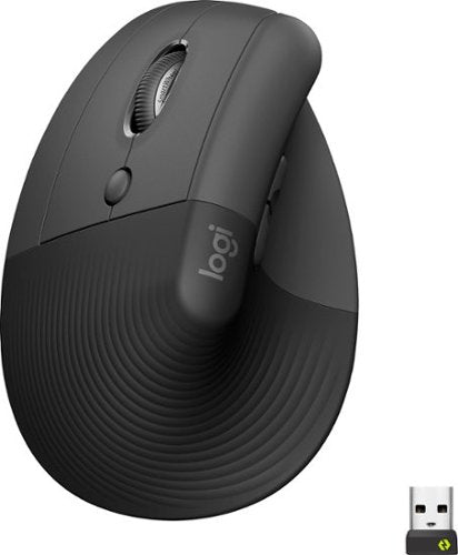 Logitech Lift Left Vertical Ergonomic Mouse  Left-Handed  Wireless  Bluetooth or Logi Bolt USB  Quiet clicks  4 Buttons  Compatible with Windows/macOS/iPadOS  Laptop  PC  Graphite
