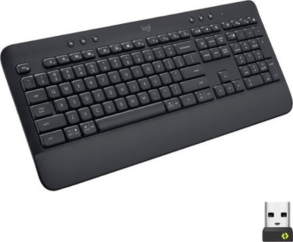 Logitech Signature K650 Comfort Full-Size Wireless Keyboard with Wrist Rest  Bluetooth and Logi Bolt USB receiver  Deep-Cushioned Keys  Numpad  Compatible with Window/Mac
