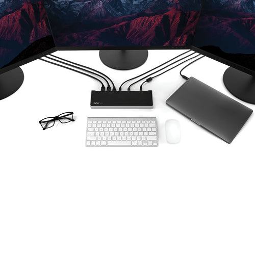 StarTech.com 4K USB-C Dock, Triple UHD 4K Monitor Docking Station, Mac & Windows, USB C to HDMI & DisplayPort, 100W Power Delivery, 5x USB 5Gbps Hub - TAA