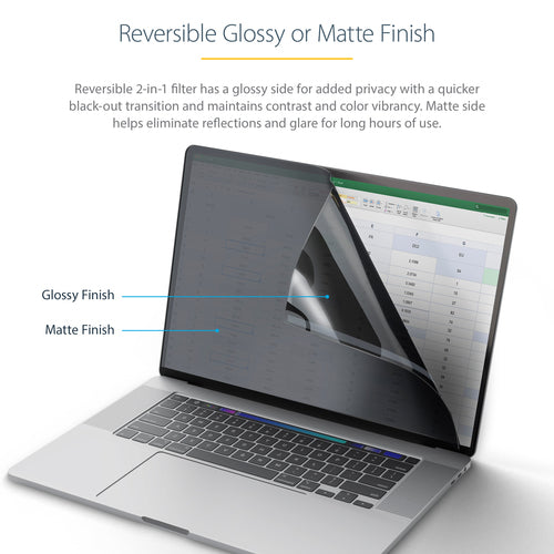 StarTech.com 14-inch MacBook Pro M1 M2 M3 M4 Flip-Over Laptop Privacy Screen, Blue Light Screen Protector, Double-Sided Anti-Glare Matte or Glossy, Laptop Privacy Filter