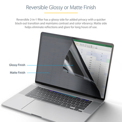StarTech.com 14-inch MacBook Pro M1 M2 M3 M4 Flip-Over Laptop Privacy Screen, Blue Light Screen Protector, Double-Sided Anti-Glare Matte or Glossy, Laptop Privacy Filter
