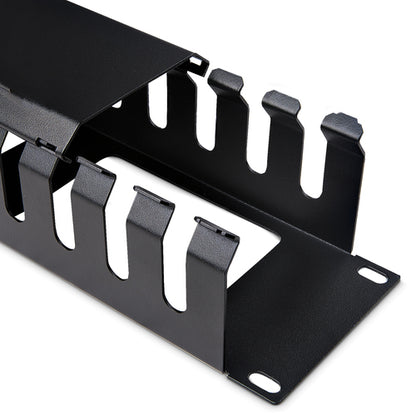 StarTech.com Horizontal 2U Server Rack Cable Management Finger Duct w/ Cover - 19" Network Rack Wire Duct Raceway Panel - Slotted Wire Duct