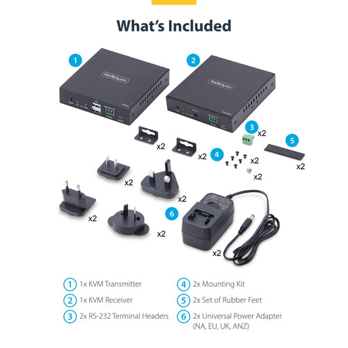 StarTech.com HDMI KVM Extender Over IP Network, 4K 60Hz, Driverless, HDMI and USB Over Ethernet/CAT6, AVoIP, Transmitter and Receiver Kit, Includes Mounting Kits