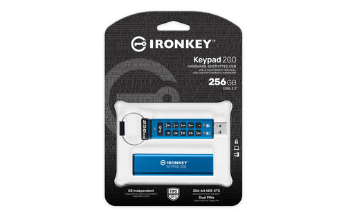 Kingston Technology IronKey 256GB Keypad 200, FIPS 140-3 Lvl 3 AES-256 Encrypted