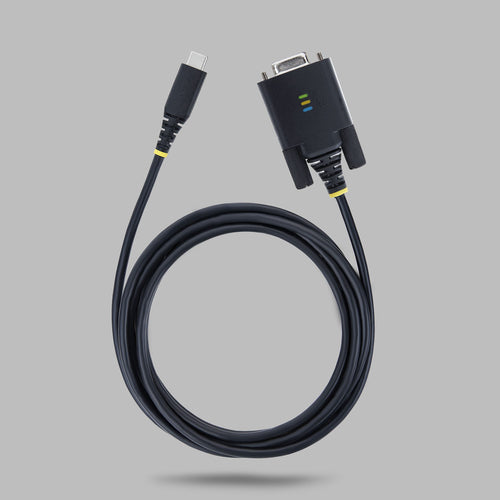 StarTech.com 6.6ft (2m) USB-C to Null Modem Serial Adapter Cable, COM Retention, FTDI, Type-C to Female DB9 RS232, Status LEDs, Interchangeable DB9 Screws and Nuts