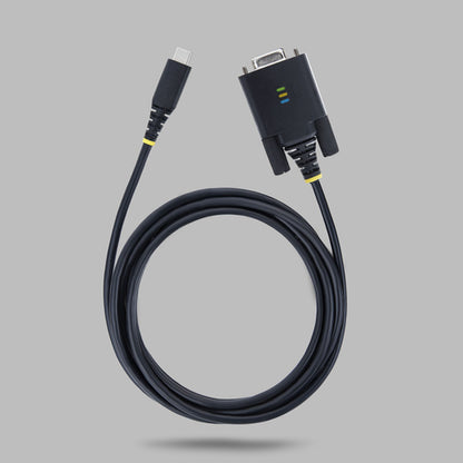 StarTech.com 6.6ft (2m) USB-C to Null Modem Serial Adapter Cable, COM Retention, FTDI, Type-C to Female DB9 RS232, Status LEDs, Interchangeable DB9 Screws and Nuts