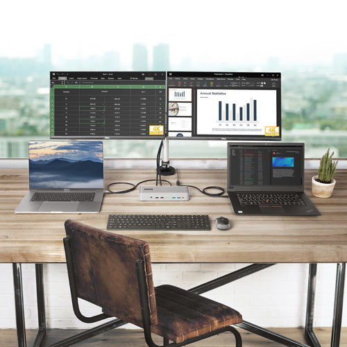StarTech.com Dual-Laptop USB-C KVM Docking Station, Dual Monitor 4K 60Hz DisplayPort Dock, 5-Port USB Hub, GbE, 90W/45W Power Delivery to Two Laptops, Windows/Mac, 2-Host KVM Dock