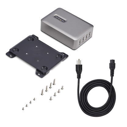 StarTech.com 4-Port Multi-Device USB-C Charger, 240W Total, Single Port 140W EPR, PD 3.1, Screw Locking Ports, Boardrooms, Bracket incl. for Surface Mounting