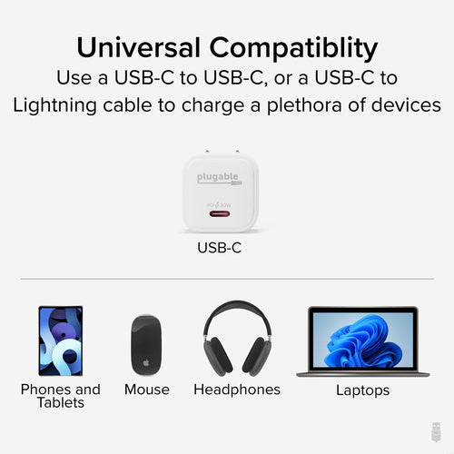 Plugable Technologies PS-30C1W mobile device charger Universal White AC Fast charging Indoor