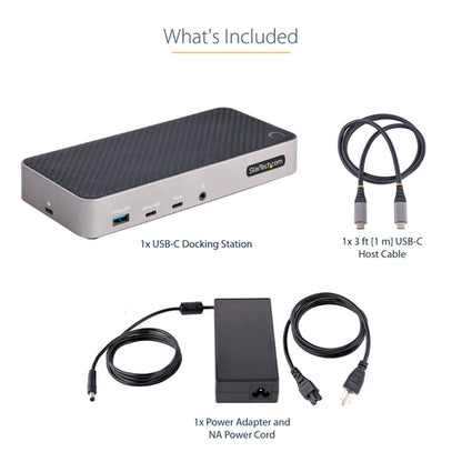 StarTech.com USB-C Triple Monitor Docking Station for MacBook Pro / Air M1 M2 M3 M4 & Windows, Universal 4K HDMI DP Dock, Thunderbolt Compatible, 100W Laptop Charging