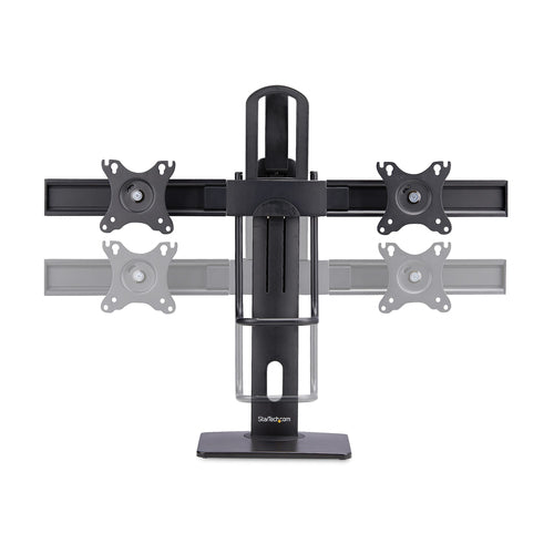 StarTech.com Crossbar Dual Monitor Desk Stand For Double 27-inch Screens, VESA Mount 75x75/100x100, Toolless Height Adjustment, Up To 13.2lb (6kg) Per Display