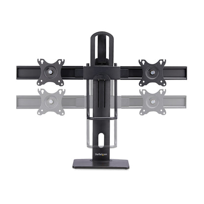 StarTech.com Crossbar Dual Monitor Desk Stand For Double 27-inch Screens, VESA Mount 75x75/100x100, Toolless Height Adjustment, Up To 13.2lb (6kg) Per Display