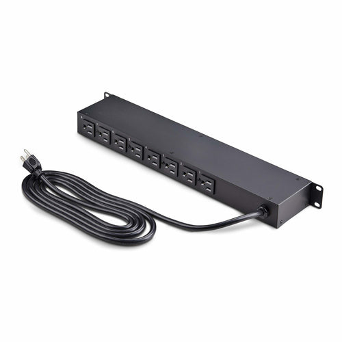 StarTech.com 8-Outlet Horizontal Rack Mount PDU, 1U Power Strip, Individual Outlet On/Off Switches w/Covers, 15A Circuit Breaker, 8ft/2.4m Cord, NEMA 5-15P/R, TAA