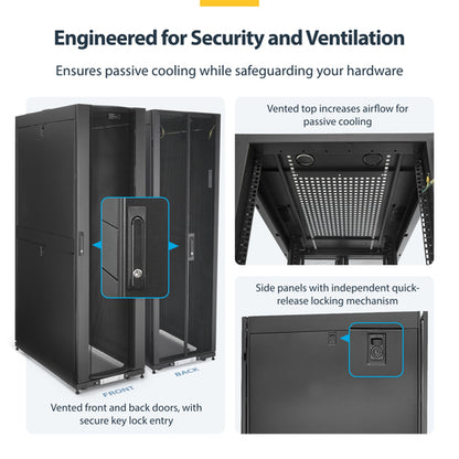 StarTech.com 42U Enterprise-Grade Server Rack Cabinet Kit, 19in Enclosed 4-Post Rack with Built-in Cable Management, 35in (89cm) Mounting Depth, 3307lb (1500kg) Capacity