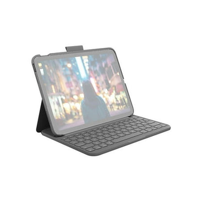Logitech - Slim Folio Keyboard Case for Apple iPad - Latest Model - (10th Gen) - Oxford Gray