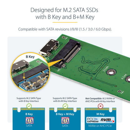StarTech.com M.2 SSD Enclosure for M.2 SATA SSDs - USB 3.0 (5Gbps) with UASP - TAA
