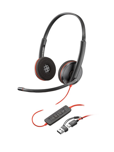 HP Poly Blackwire 3215 Monaural USB-C Headset +3.5mm Plug +USB-C/A Adapter