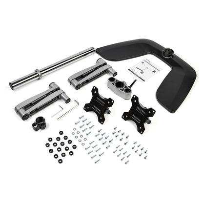 StarTech.com Dual Monitor Stand - Ergonomic Desktop Monitor Stand for up to 32" VESA Displays - Free-Standing Articulating Universal Computer Monitor Mount - Adjustable Height - Silver