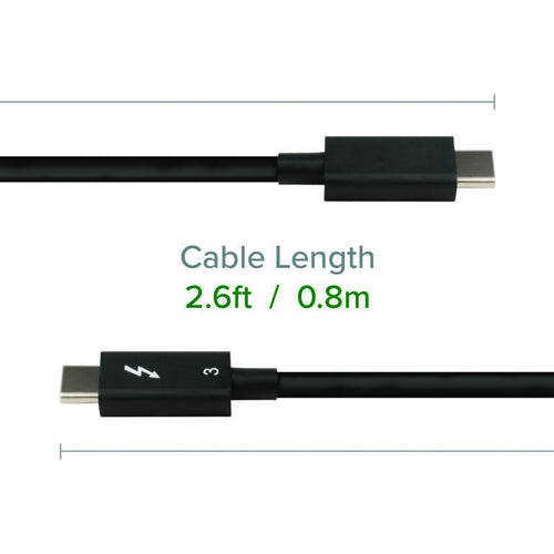 Plugable Technologies Thunderbolt 3 Cable 40Gbps Supports 100W (20V, 5A) Charging, 2.6ft / 80cm Thunderbolt-Certified USB C Compatible - Driverless