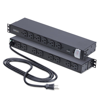 StarTech.com 14-Outlet Rackmount PDU, 1U Server Power Strip with 6x Front and 8x Rear Ports, Mounted Power Distribution Unit for 19-Inch Racks and Cabinets