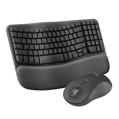 Logitech - Wave Keys MK670 Combo Ergonomic Wireless Keyboard and Mouse Bundle for Windows/Mac with Integrated Palm-rest - Graphite