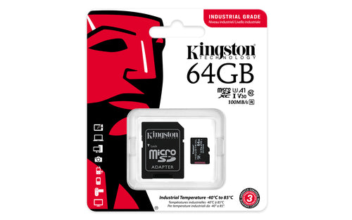 Kingston Technology 64GB microSDXC Industrial C10 A1 pSLC Card + SD Adapter