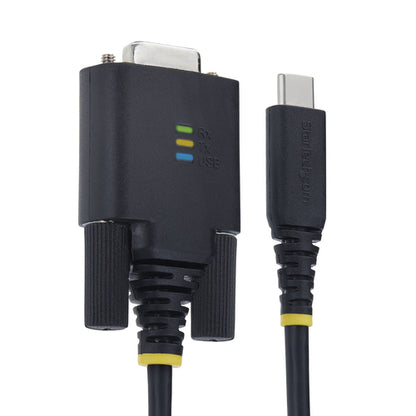 StarTech.com 6.6ft (2m) USB-C to Null Modem Serial Adapter Cable, COM Retention, FTDI, Type-C to Female DB9 RS232, Status LEDs, Interchangeable DB9 Screws and Nuts