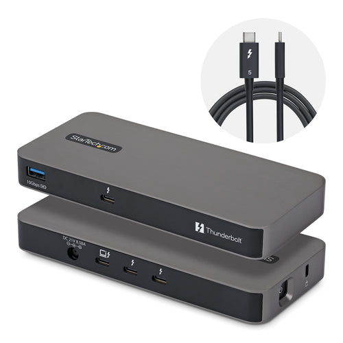 StarTech.com 4-Port Thunderbolt™ 5 Hub with Thunderbolt™ Share KVM, 80/120Gbps, 8K 60Hz or 4K 144Hz, 140W PD, USB-A 10Gbps, TB4 & USB4, MacBook M5 Pro M5 Max