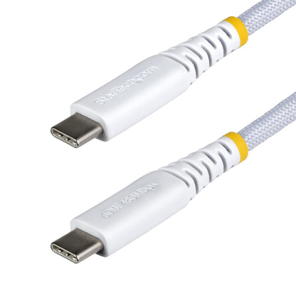 StarTech.com 6ft (1.8m) White USB-C Charging Cable, 60W (3A) PD, Dual-Layer Braided Nylon/TPE Jacket, Rugged USB C Charging Cord, USB 2.0 Laptop Charger Cable