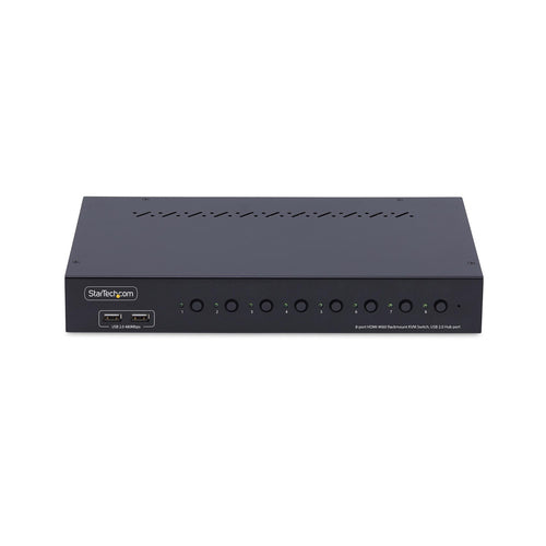 StarTech.com 8-Port HDMI KVM Switch with 1U Rack Mount Kit, 4K 60Hz HDMI 2.0, Push-Button & Hotkey Switching, 4-Port USB Hub, OS Independent, TAA Compliant
