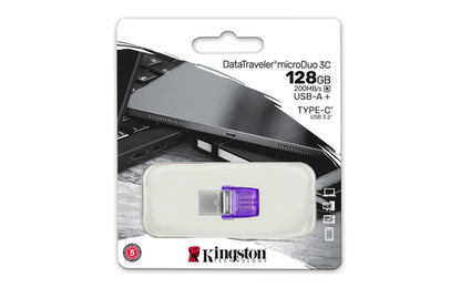 Kingston Technology DataTraveler 128GB microDuo 3C 200MB/s dual USB-A + USB-C