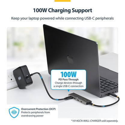 StarTech.com 4-Port USB-C Hub, 10Gbps, 100W PD Charging, 4x USB-C Ports, Overcurrent Protection, PCR Aluminum, For MacBook / Dell / ThinkPad / HP / iPad / Tablet