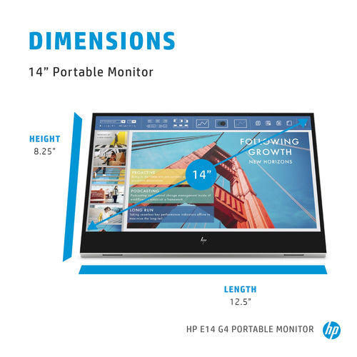 HP E-Series E14 G4 computer monitor 35.6 cm (14") 1920 x 1080 pixels Full HD LED White