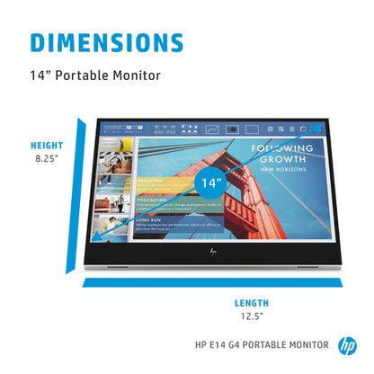 HP E-Series E14 G4 computer monitor 35.6 cm (14") 1920 x 1080 pixels Full HD LED White