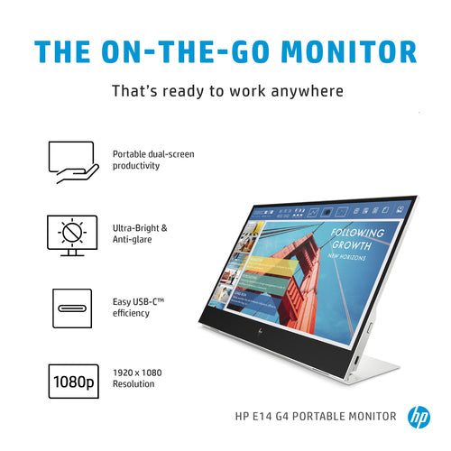 HP E-Series E14 G4 computer monitor 35.6 cm (14") 1920 x 1080 pixels Full HD LED White